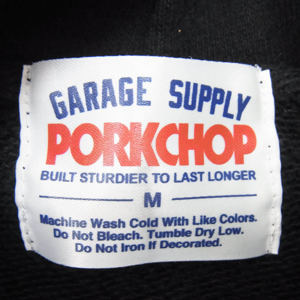 PORKCHOP ポークチョップ 21AW ROUNDED HOODIE フロントポーク プルオーバー フーディー パーカー ブラック系 M【中古】