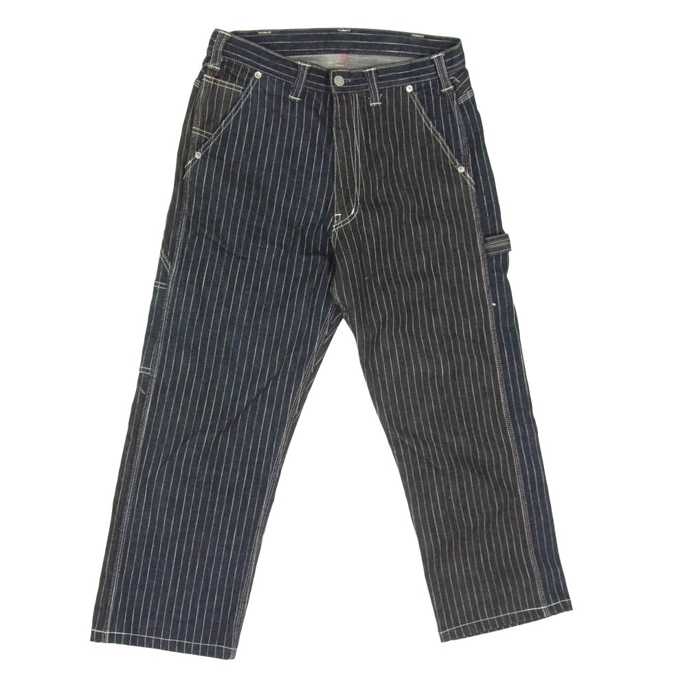 KOJIMA GENES 児島ジーンズ バイカラー ヒッコリー デニム ペインター パンツ ブラック系 32【中古】
