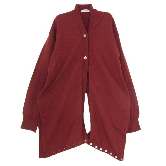 ROMEO GIGLI ロメオジリ ウール 変形 ロング ニット カーディガン エンジ系 9T【中古】