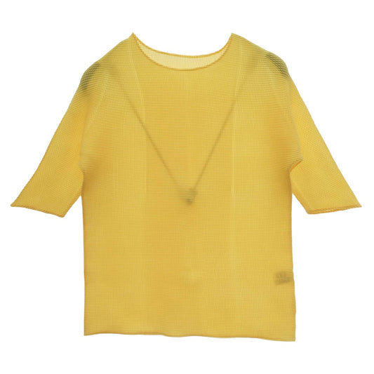 ISSEY MIYAKE イッセイミヤケ PP01FK934 PLEATS (T.) ボックス プリーツ加工 半袖 Tシャツ カットソー イエロー系 3【美品】【中古】