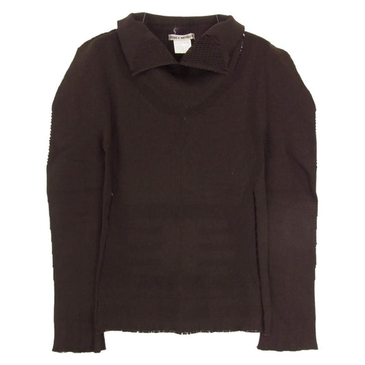 ISSEY MIYAKE イッセイミヤケ IM93-KK090 ハイネック メッシュ 長袖 ニット カットソー ブラウン系 M【中古】
