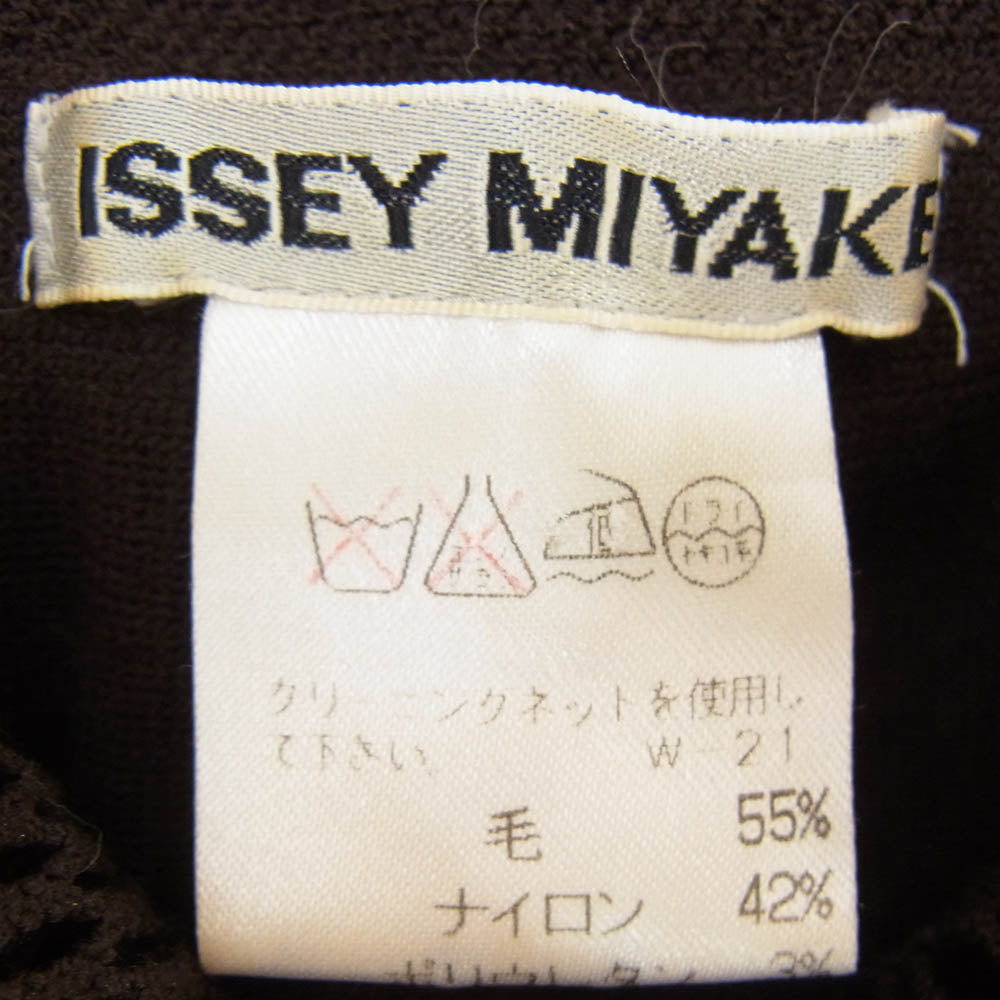 ISSEY MIYAKE イッセイミヤケ IM93-KK090 ハイネック メッシュ 長袖 ニット カットソー ブラウン系 M【中古】