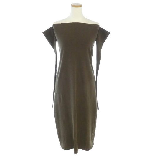 ISSEY MIYAKE イッセイミヤケ AP31-KG453 A-POC エーポック オフショルダー ニット ロング ワンピース カーキ系 2【中古】