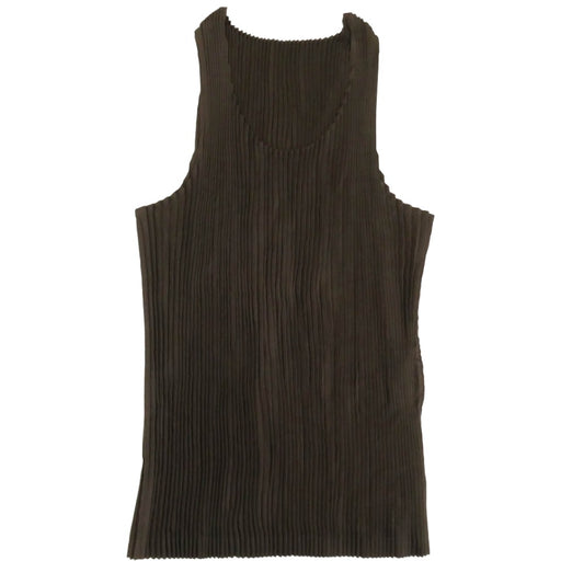 ISSEY MIYAKE イッセイミヤケ IM02FJ947 プリーツ加工 タンクトップ ノースリーブ カットソー ブラウン系 L【中古】