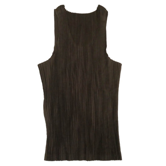 ISSEY MIYAKE イッセイミヤケ IM02FJ947 プリーツ加工 タンクトップ ノースリーブ カットソー ブラウン系 L【中古】