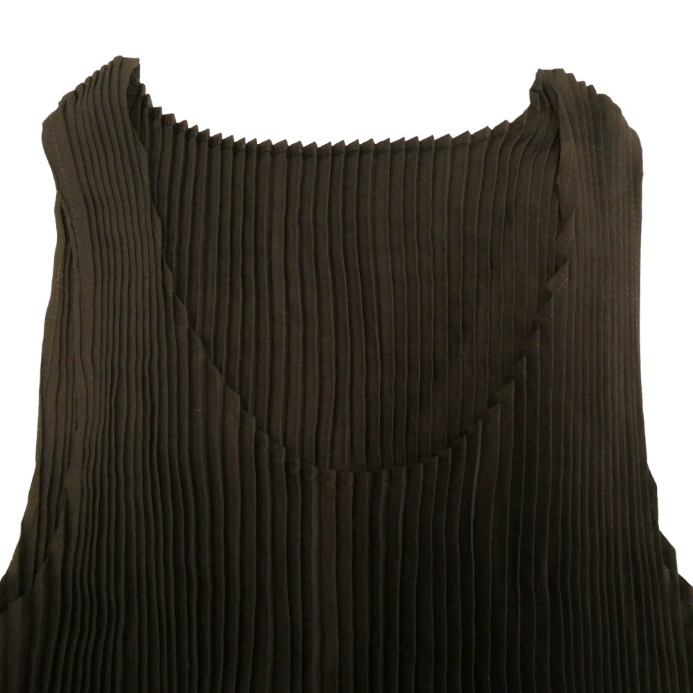 ISSEY MIYAKE イッセイミヤケ IM02FJ947 プリーツ加工 タンクトップ ノースリーブ カットソー ブラウン系 L【中古】