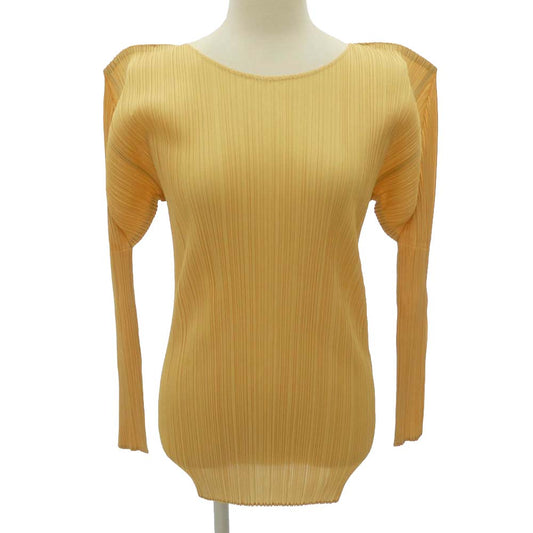 PLEATS PLEASE プリーツプリーズ イッセイミヤケ PP51-JK602 プリーツ加工 長袖 カットソー イエロー系 3【美品】【中古】