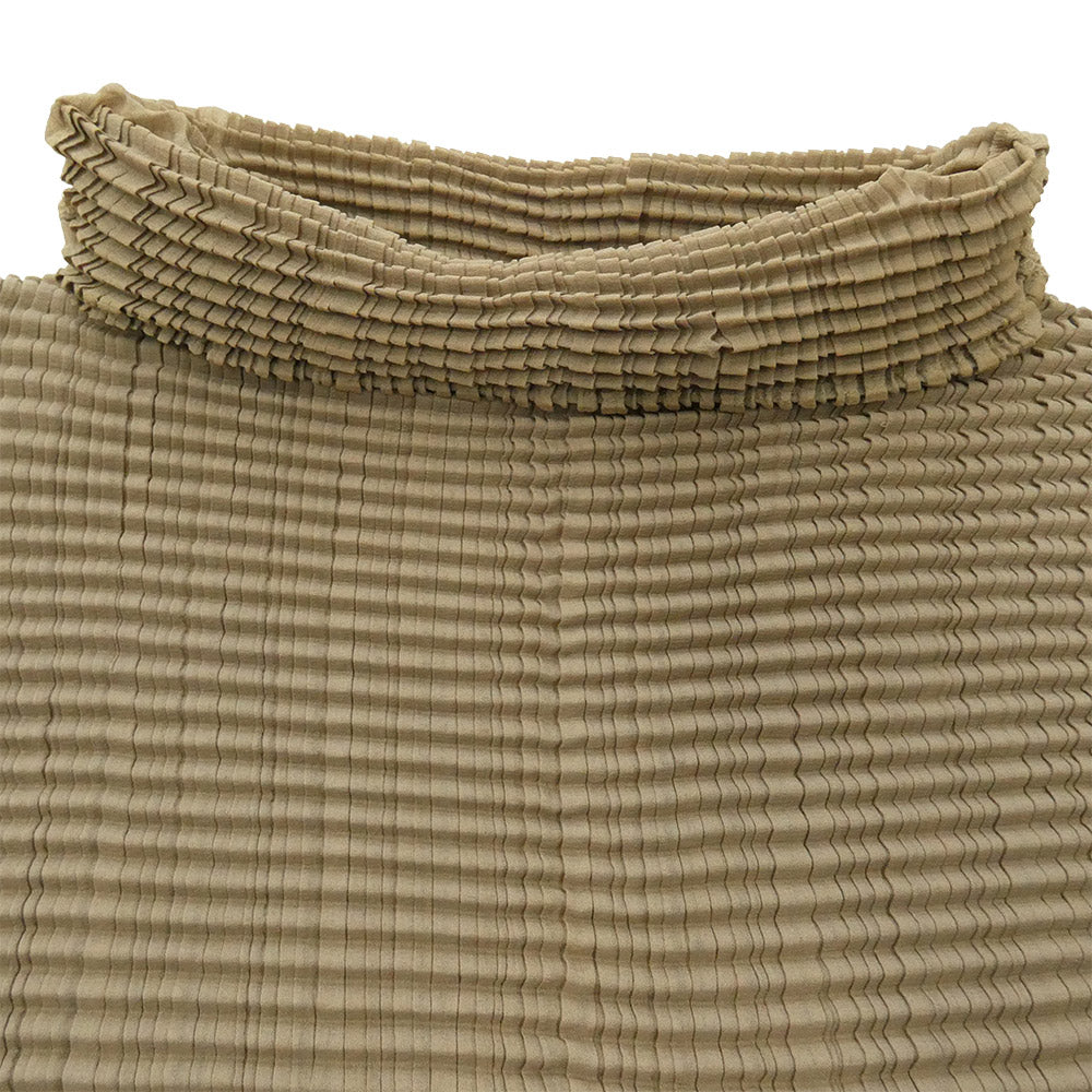 ISSEY MIYAKE イッセイミヤケ IM92-FT124 ボックス プリーツ加工 ハイネック 半袖 カットソー ベージュ系 M【中古】