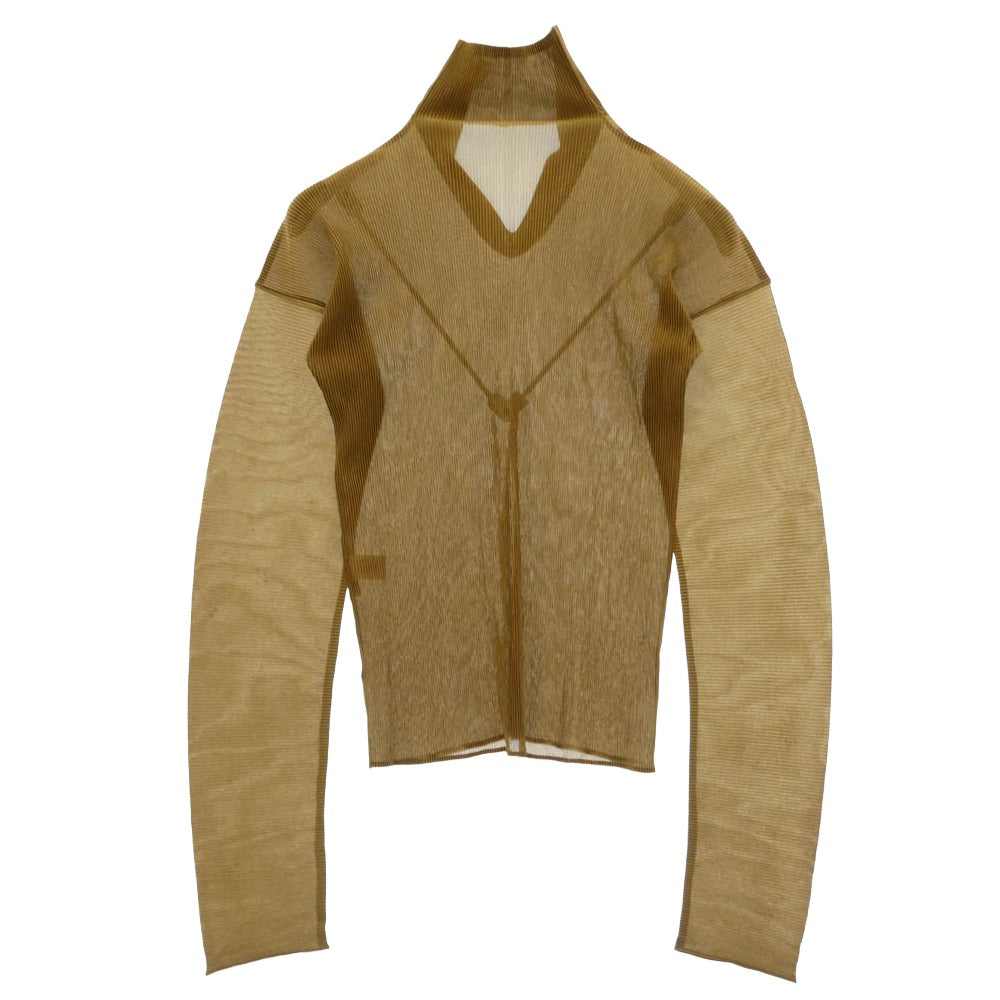 ISSEY MIYAKE イッセイミヤケ 22SS IM22FJ831 プリーツ加工 セーラーカラー スキッパー カットソー ブラウン系 3【美品】【中古】