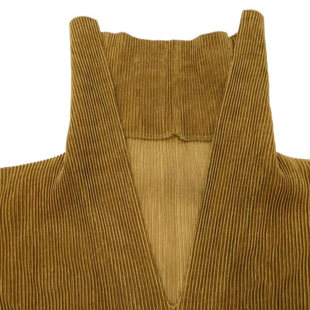 ISSEY MIYAKE イッセイミヤケ 22SS IM22FJ831 プリーツ加工 セーラーカラー スキッパー カットソー ブラウン系 3【美品】【中古】