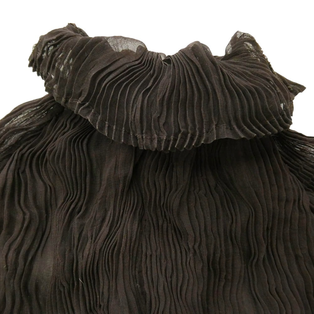ISSEY MIYAKE イッセイミヤケ IM24FJ507 WHITE LABEL ホワイトレーベル シフォンツイスト プリーツ加工 ハイネック 長袖 カットソー ブラウン系 2【中古】