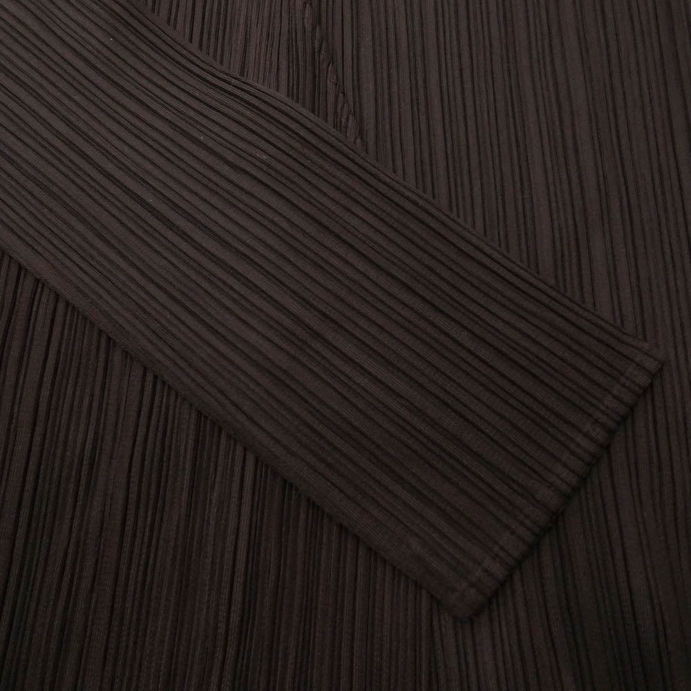 PLEATS PLEASE プリーツプリーズ イッセイミヤケ PP53-JO207 プリーツ加工 ボタンレス ノーカラー カーディガン ブラウン系 3【美品】【中古】