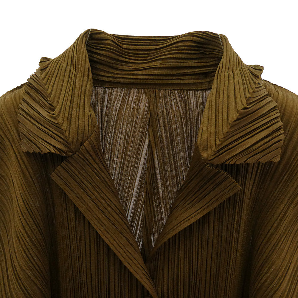 PLEATS PLEASE プリーツプリーズ イッセイミヤケ PP23-JD143 プリーツ加工 ジャケット ブラウン系 4【中古】