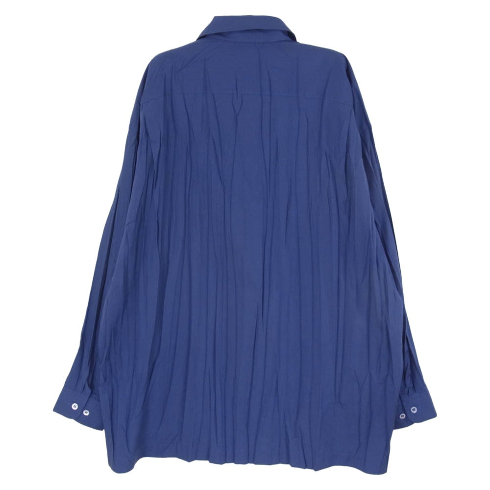 ISSEY MIYAKE イッセイミヤケ ME63-FJ483 MEN シワ プリーツ デザイン 長袖 シャツ ブルー系 M【中古】