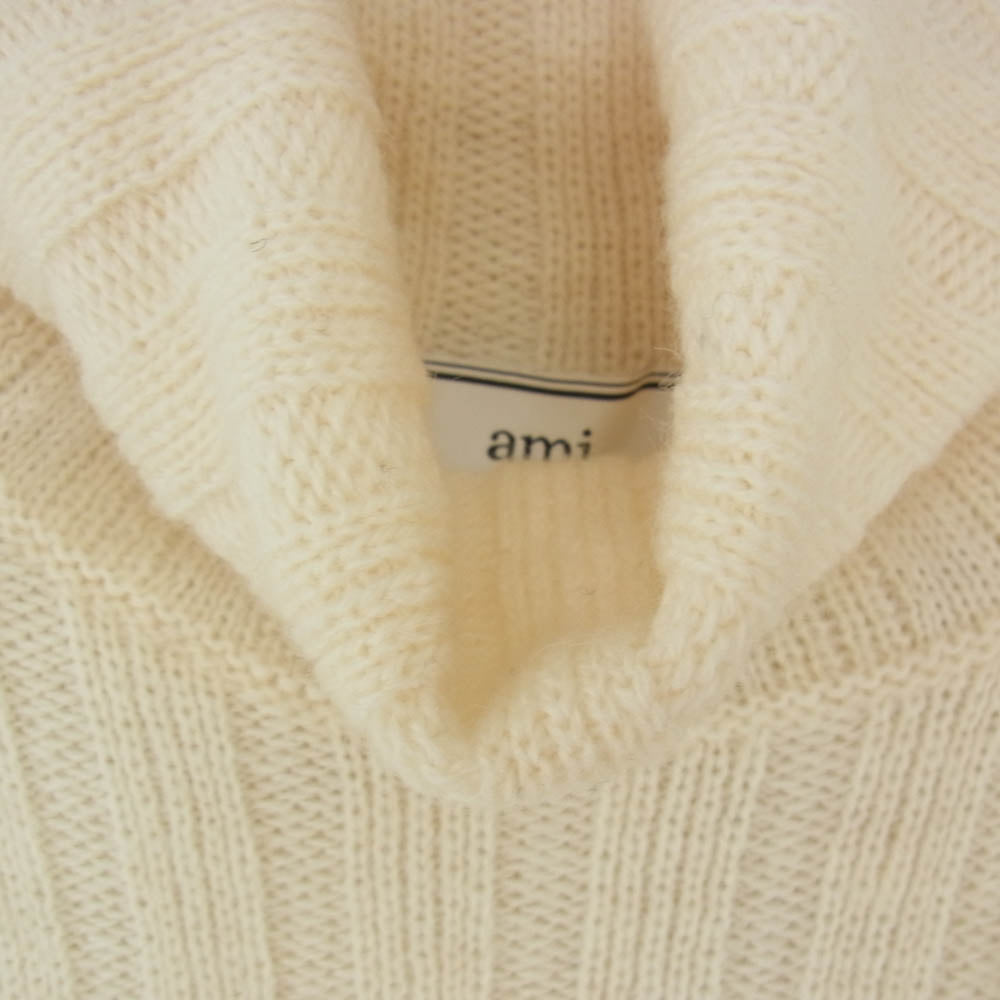 AMI PARIS アミパリス H18K204.004 Alexandre Mattiussi アレクサンドル マテュッシ タートルネック ニット セーター ホワイト系 S【極上美品】【中古】