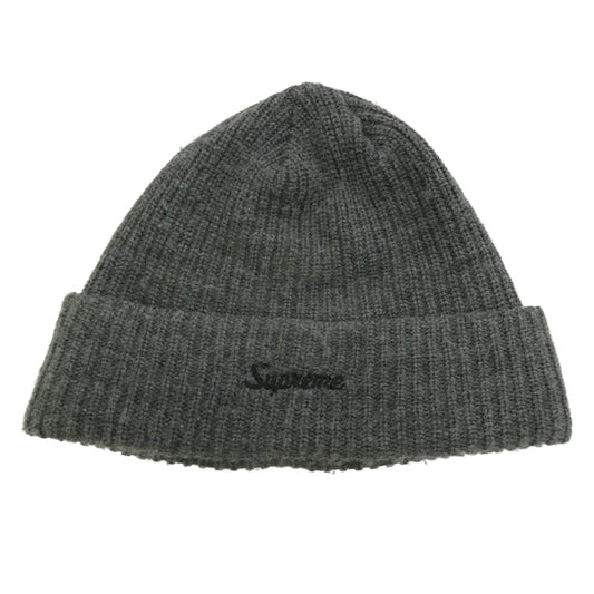 Supreme シュプリーム ワングラム期 Loose Gauge Beanie ロゴ刺繍 ルーズゲージ アクリル ニット帽 ビーニー GRAY BLACK グレー系【中古】
