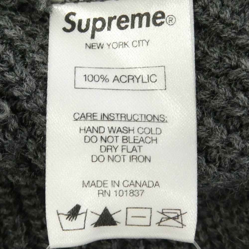 Supreme シュプリーム ワングラム期 Loose Gauge Beanie ロゴ刺繍 ルーズゲージ アクリル ニット帽 ビーニー GRAY BLACK グレー系【中古】