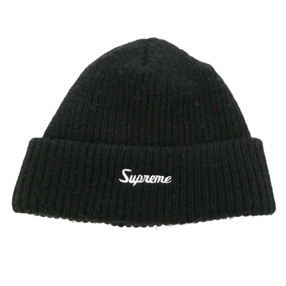 Supreme シュプリーム ワングラム期 Loose Gauge Beanie ロゴ刺繍 ルーズゲージ アクリル ニット帽 ビーニー BLACK WHITE ブラック系【中古】