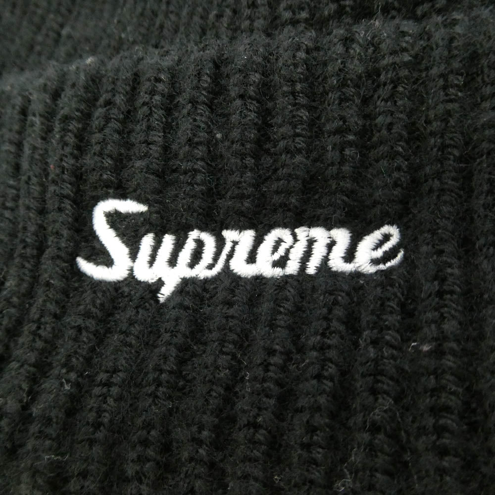 Supreme シュプリーム ワングラム期 Loose Gauge Beanie ロゴ刺繍 ルーズゲージ アクリル ニット帽 ビーニー BLACK WHITE ブラック系【中古】