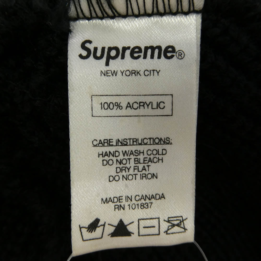 Supreme シュプリーム ワングラム期 Loose Gauge Beanie ロゴ刺繍 ルーズゲージ アクリル ニット帽 ビーニー BLACK WHITE ブラック系【中古】