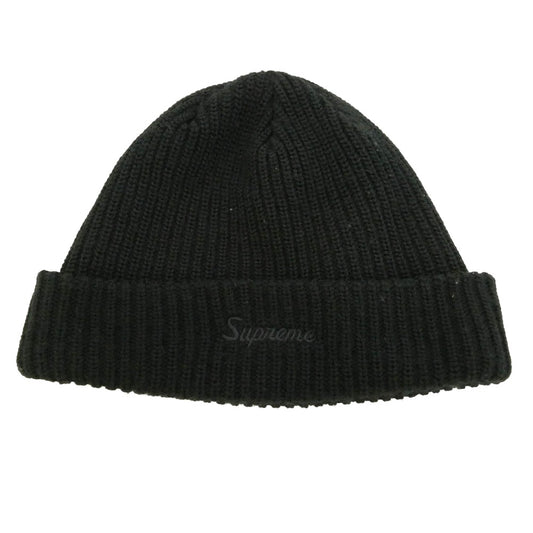 Supreme シュプリーム ワングラム期 Loose Gauge Beanie ロゴ刺繍 ルーズゲージ アクリル ニット帽 ビーニー BLACK BLACK ブラック系【中古】