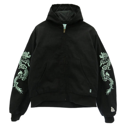 エフアール2 Snake&Skull Hooded Duck 港 アーム刺繍 ジップ アップ ワーク ジャケット ブラック系 M【中古】