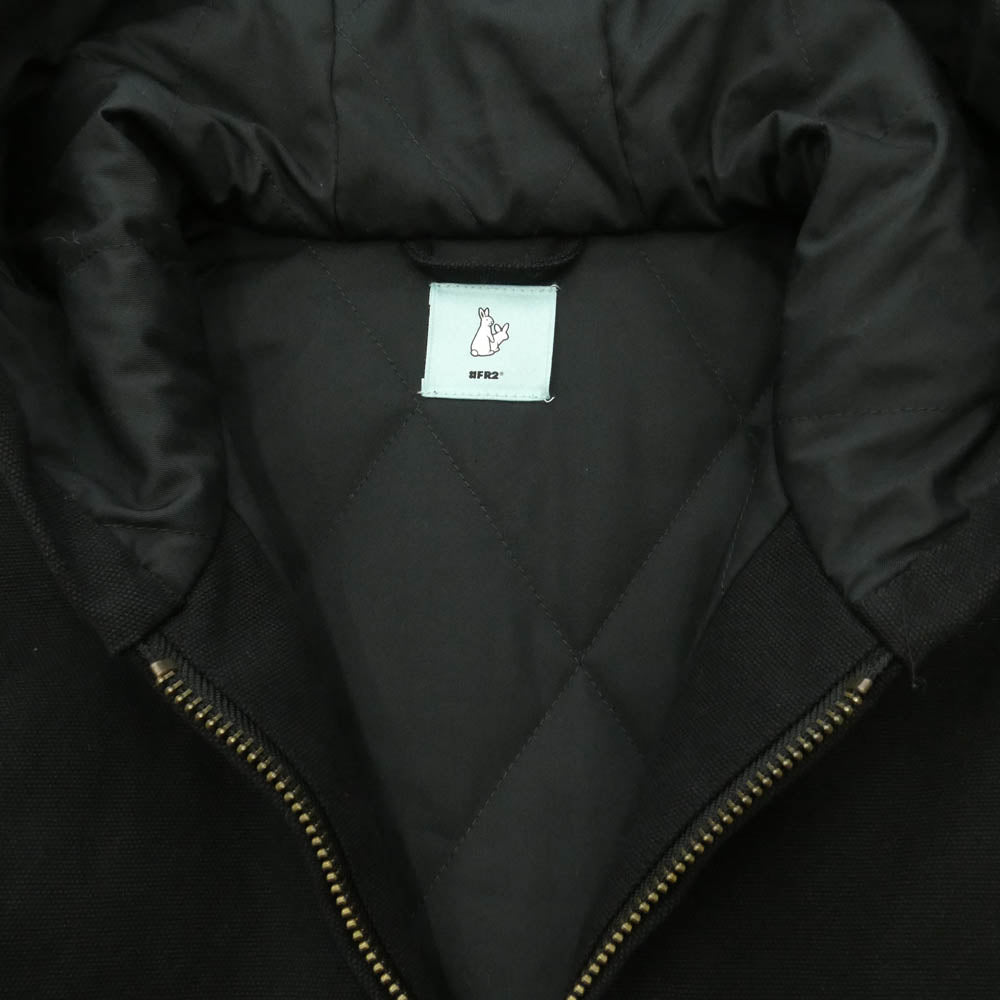 エフアール2 Snake&Skull Hooded Duck 港 アーム刺繍 ジップ アップ ワーク ジャケット ブラック系 M【中古】