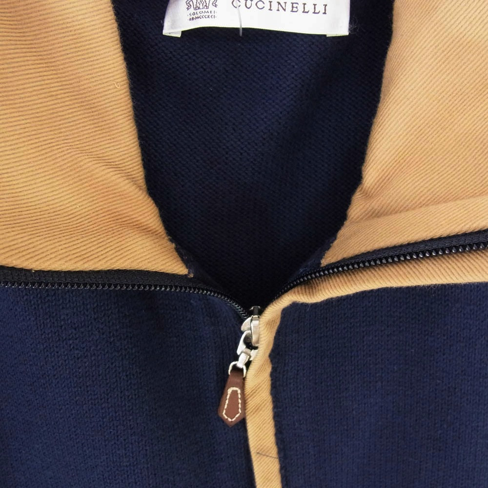 Brunello Cucinelli ブルネロクチネリ コットン ハーフジップ ニット ネイビー系 サイズ表記無【中古】