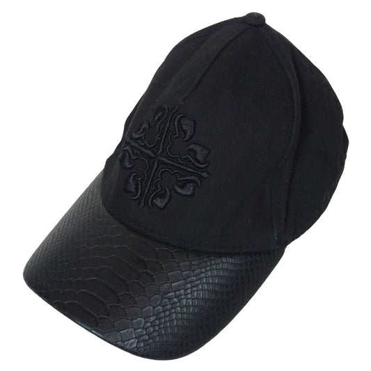 DEAL DESIGN ディールデザイン バイソン レザー 切替 ロゴ キャップ ブラック系【中古】