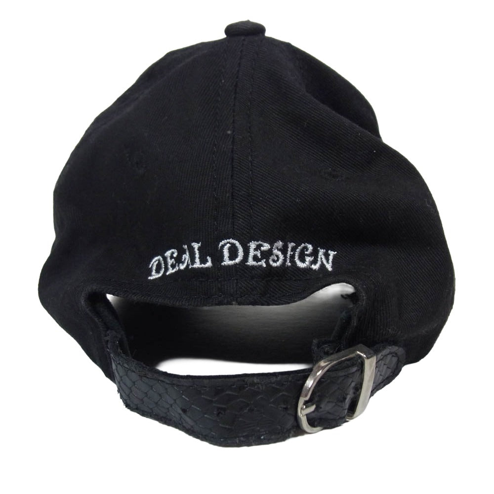 DEAL DESIGN ディールデザイン バイソン レザー 切替 ロゴ キャップ ブラック系【中古】