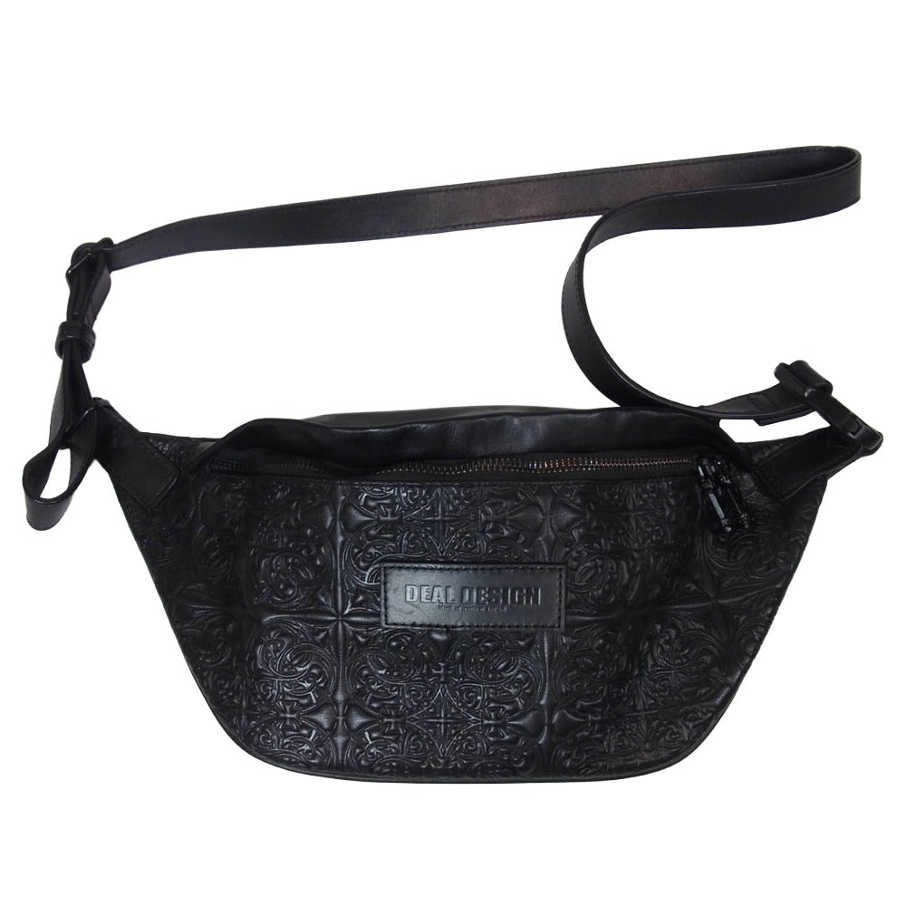 DEAL DESIGN ディールデザイン real leather shoulder bag レザー ロゴ ショルダーバッグ ブラック系【中古】