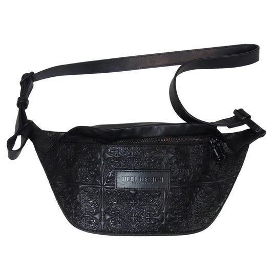 DEAL DESIGN ディールデザイン real leather shoulder bag レザー ロゴ ショルダーバッグ ブラック系【中古】