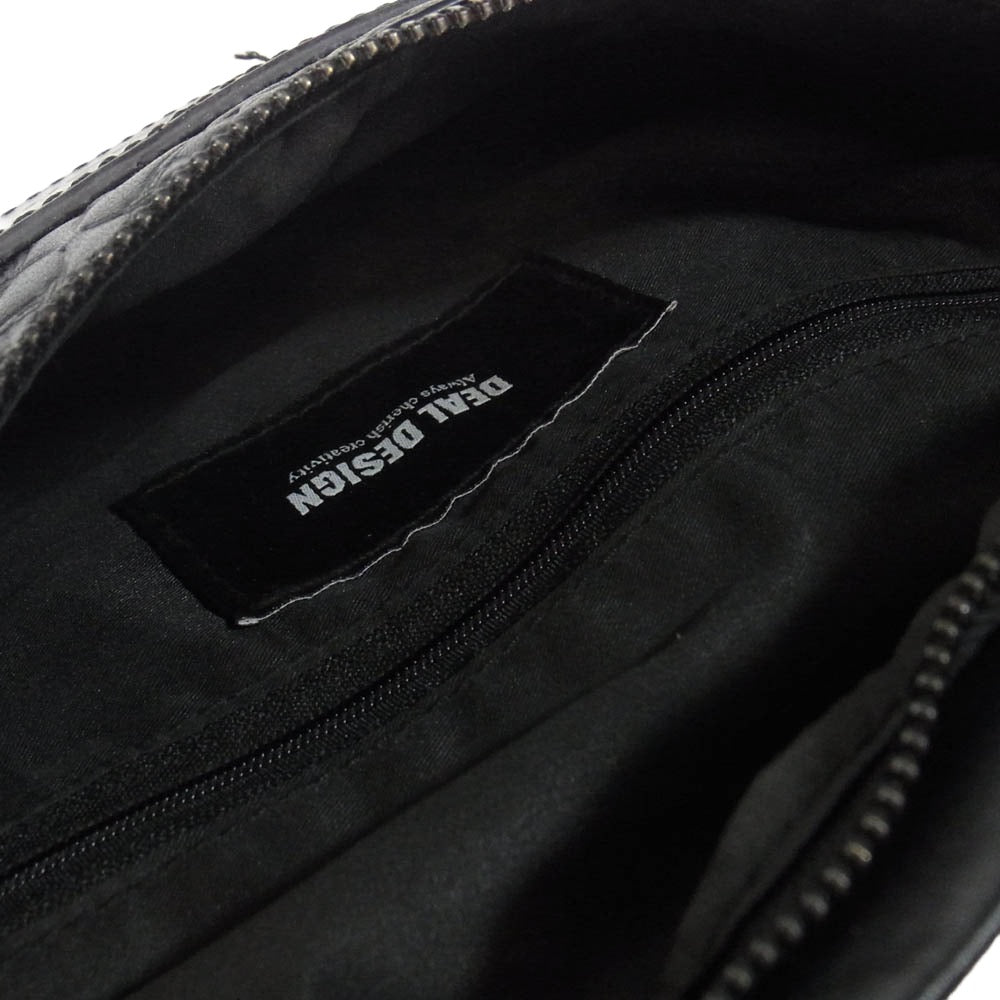 DEAL DESIGN ディールデザイン real leather shoulder bag レザー ロゴ ショルダーバッグ ブラック系【中古】
