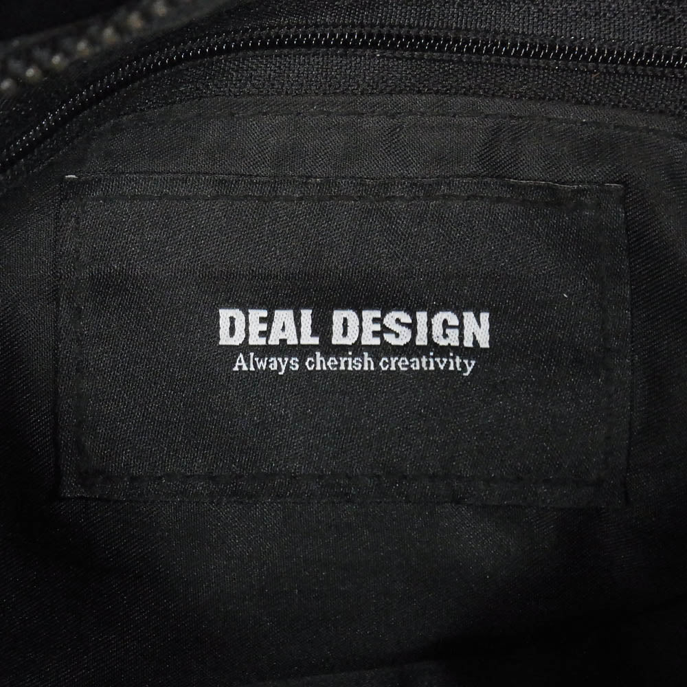 DEAL DESIGN ディールデザイン real leather shoulder bag レザー ロゴ ショルダーバッグ ブラック系【中古】
