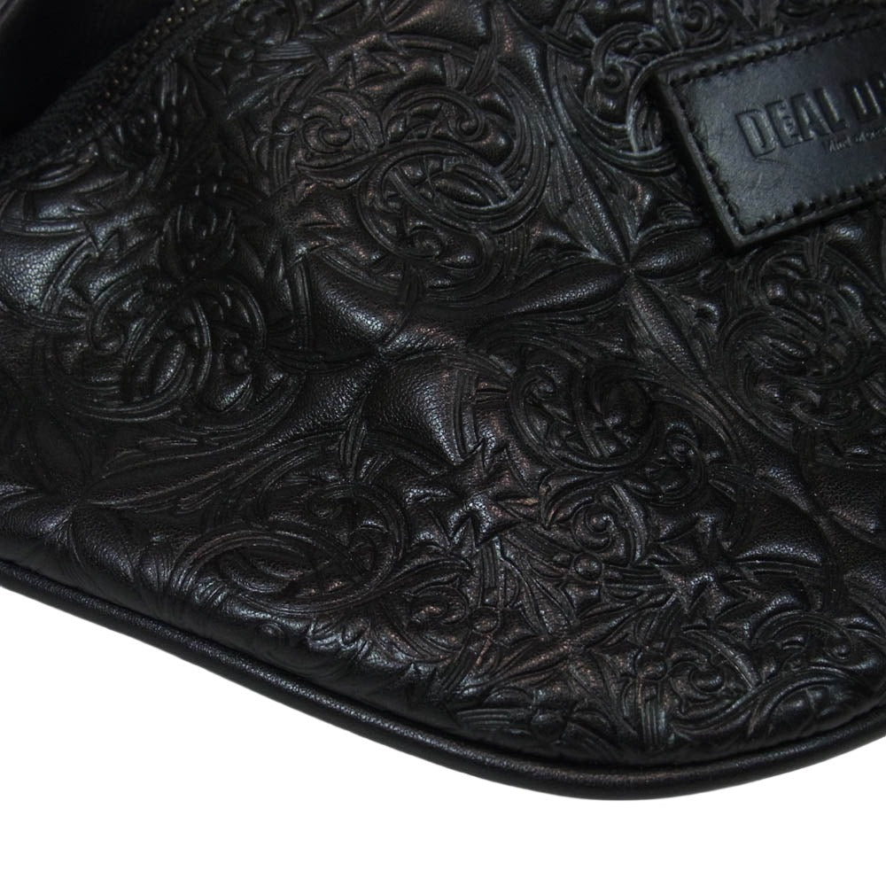 DEAL DESIGN ディールデザイン real leather shoulder bag レザー ロゴ ショルダーバッグ ブラック系【中古】