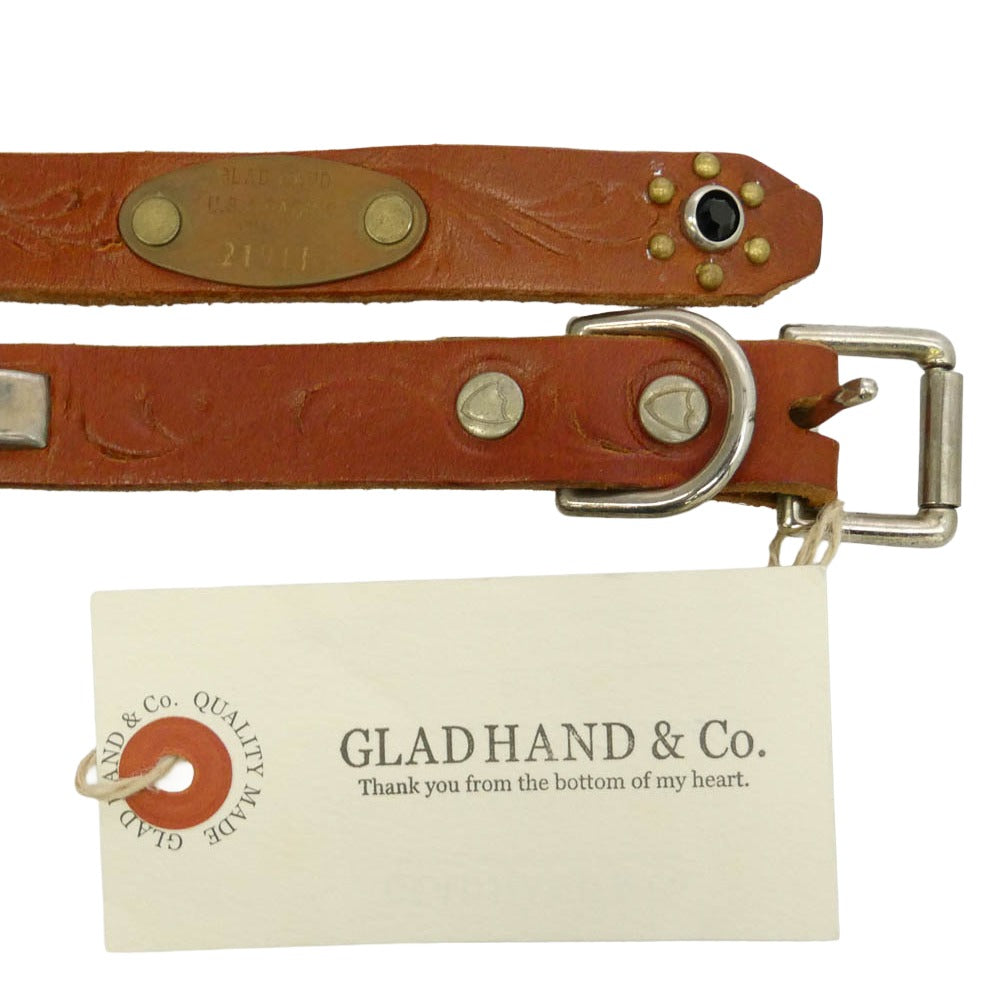 GLADHAND & Co. グラッドハンド HTC エイチティーシー 24AW GH-24-AW-02 × HTC エイチティーシー レザー スタッズ ナローベルト ブラウン系 34【中古】