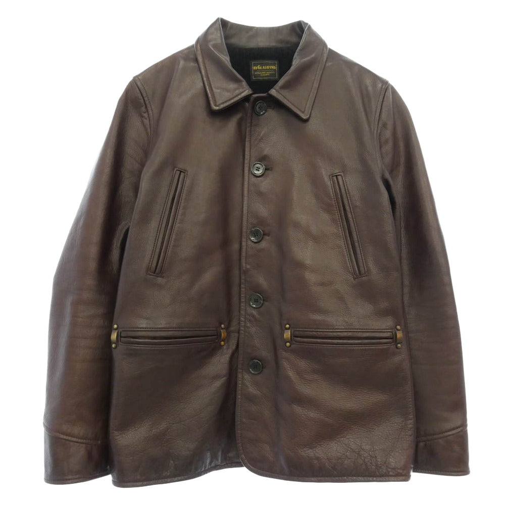 BY GLADHAND バイグラッドハンド 14AW BYGH-14-AW-04 カウハイド レザー カー コート ジャケット 裏地コーデュロイ ブラウン系 M【中古】