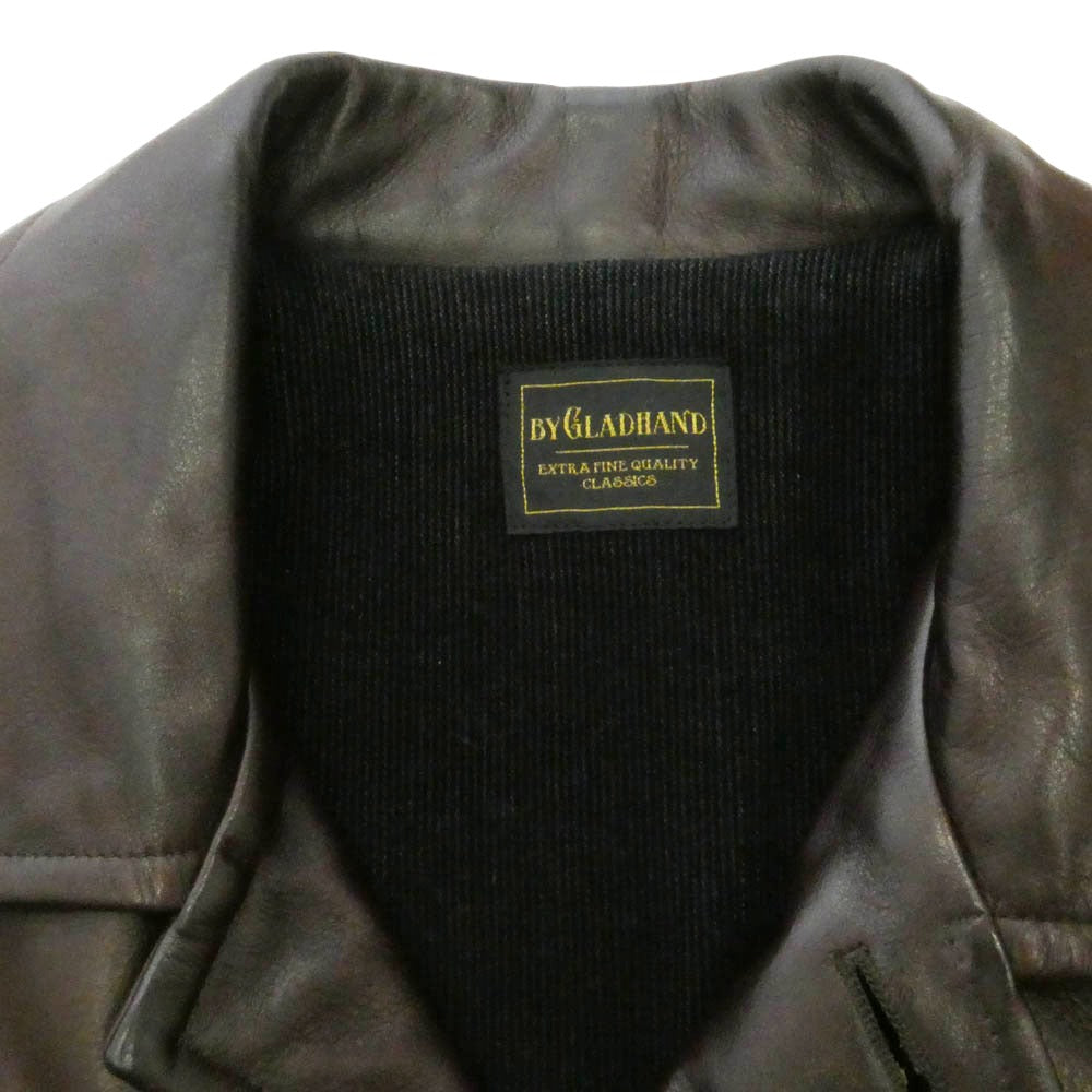 BY GLADHAND バイグラッドハンド 14AW BYGH-14-AW-04 カウハイド レザー カー コート ジャケット 裏地コーデュロイ ブラウン系 M【中古】