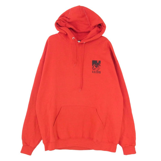 アキラアートオブウォール 19AW 展覧会限定 Back Print Hoodie バックプリント プルオーバー フーディー パーカー レッド系 XL【中古】