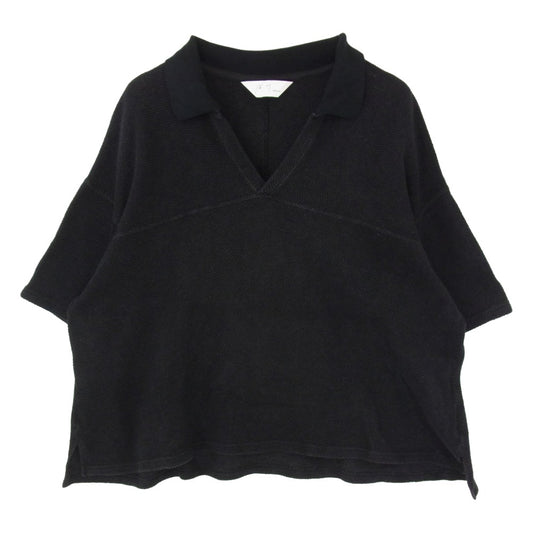 ANCELLM アンセルム 25SS ANC-CT100 FOOTBALL SHIRT フットボール スキッパー プルオーバー 半袖 シャツ ポロシャツ ブラック系 2【中古】