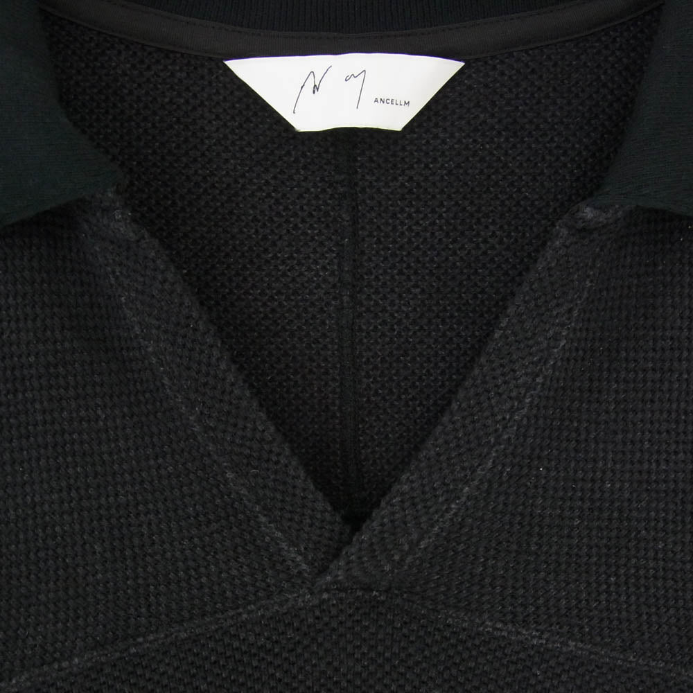ANCELLM アンセルム 25SS ANC-CT100 FOOTBALL SHIRT フットボール スキッパー プルオーバー 半袖 シャツ ポロシャツ ブラック系 2【中古】