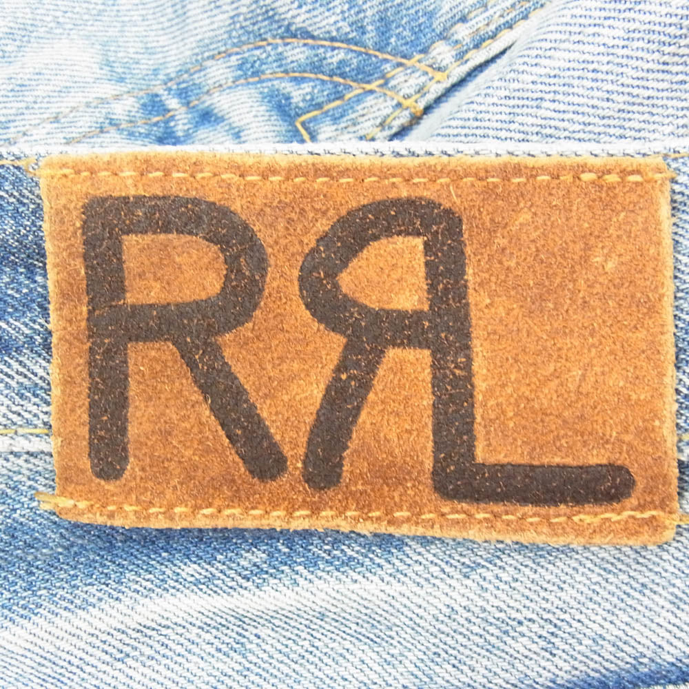RRL ダブルアールエル USA製 distressed straight denim リペア加工 ダメージ加工 ストレート デニムパンツ インディゴブルー系 32【中古】