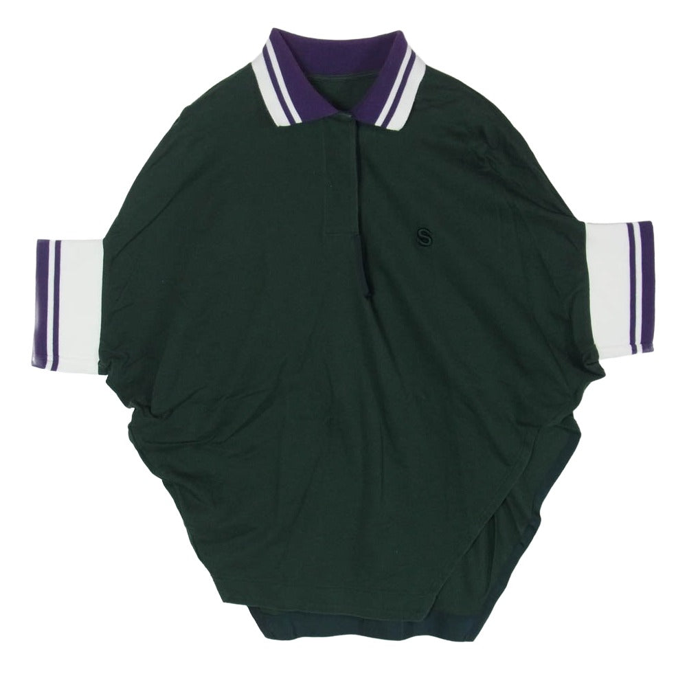Sacai サカイ 21SS 21-05558 Jersey Polo Shirt Sロゴ ジャージー 半袖 ポロシャツ グリーン系 1【中古】