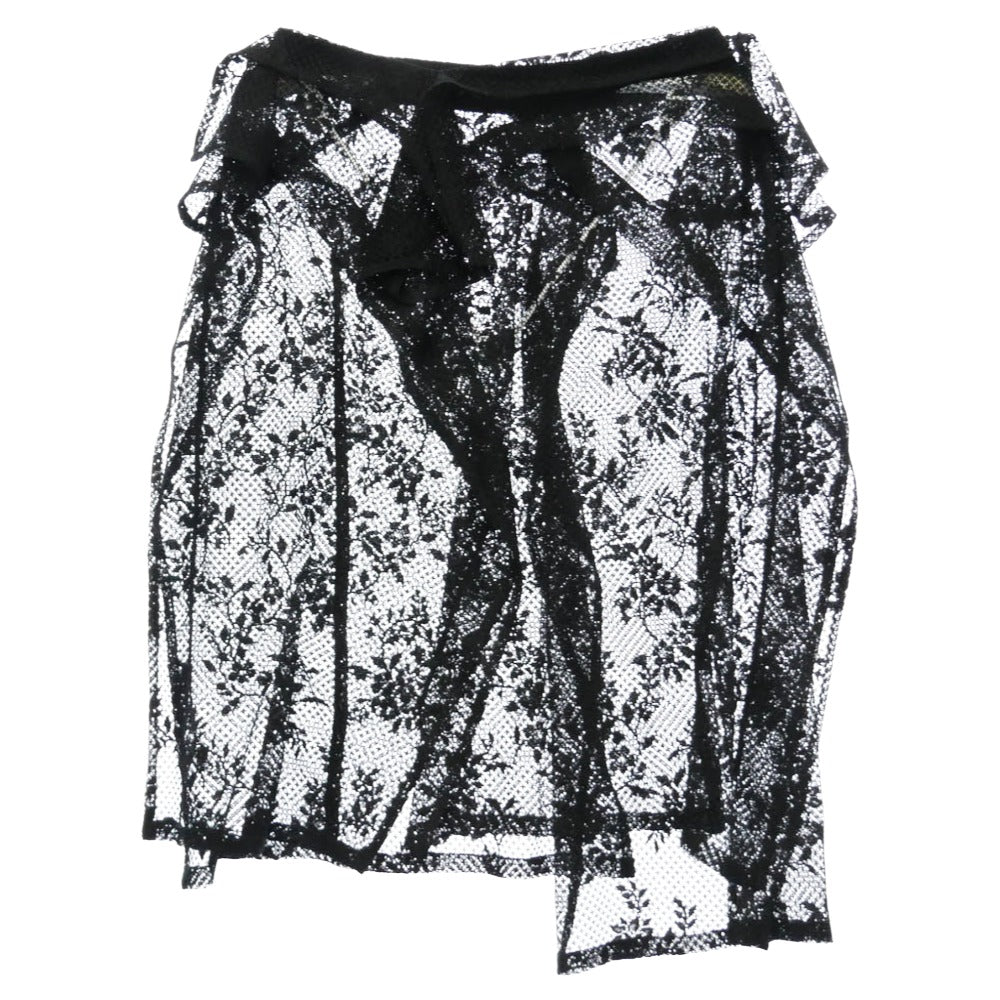 チカキサダ 24SS CS-24059 Lace skirt フラワーモチーフ レイヤード レース ミディ スカート ブラック系 2【美品】【中古】
