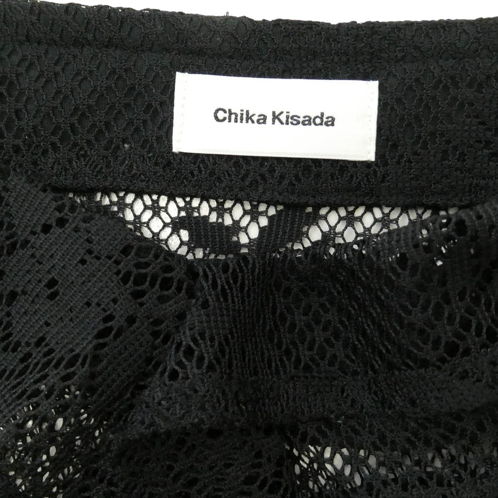 チカキサダ 24SS CS-24059 Lace skirt フラワーモチーフ レイヤード レース ミディ スカート ブラック系 2【美品】【中古】