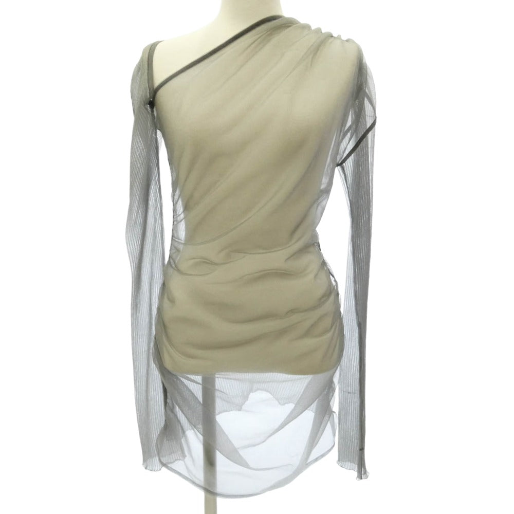 フェティコ 25AW FTC252-0709 SHEER GATHERED KNIT TOP シアーギャザー ニットトップ カットソー グレー系 1【中古】