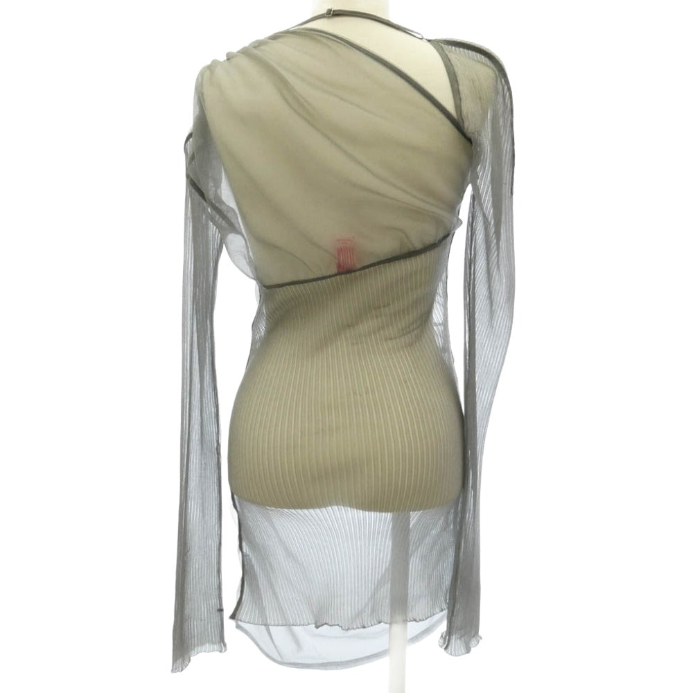 フェティコ 25AW FTC252-0709 SHEER GATHERED KNIT TOP シアーギャザー ニットトップ カットソー グレー系 1【中古】