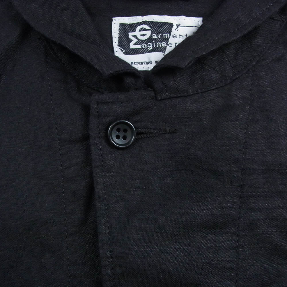 Engineered Garments エンジニアードガーメンツ USA製 コットンリネン マオカラー 長袖 シャツ ブラック系 1【中古】
