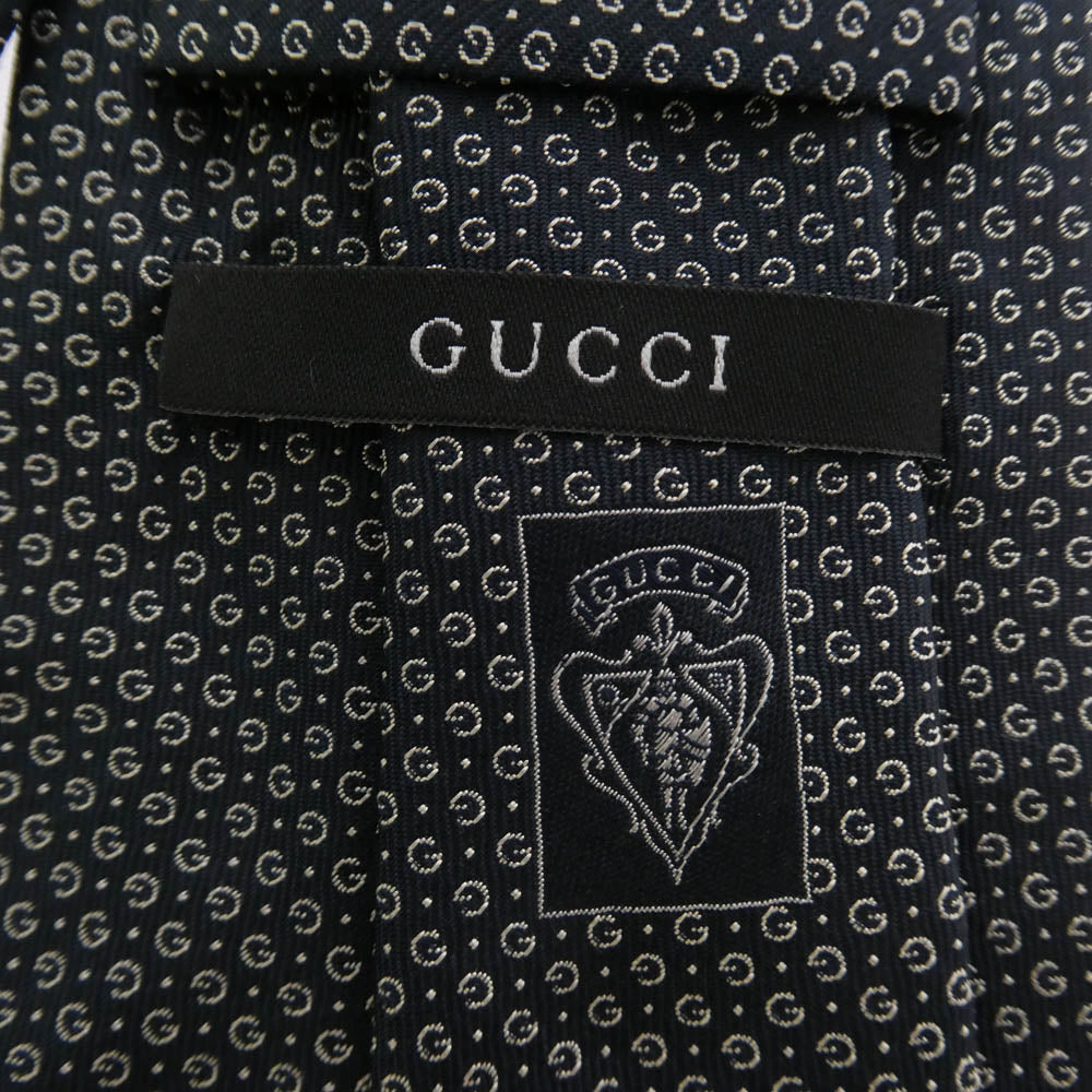 GUCCI グッチ イタリア製 Gロゴ シルク ネクタイ ブラック系【中古】