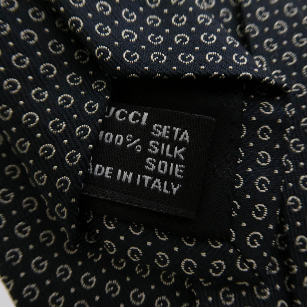GUCCI グッチ イタリア製 Gロゴ シルク ネクタイ ブラック系【中古】